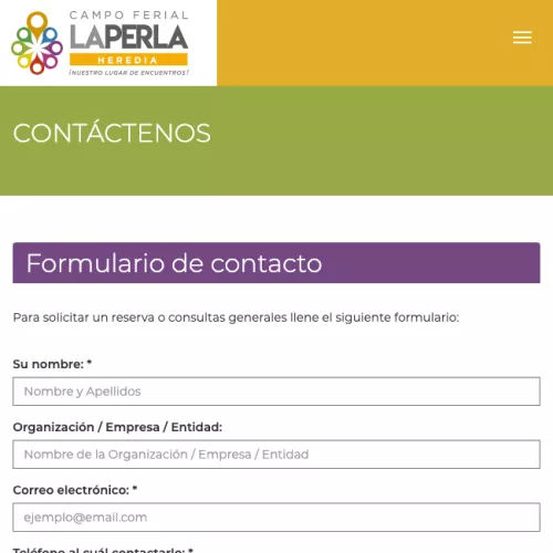 Formulario de contacto visualizado desde un celular