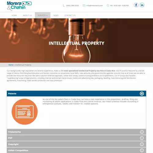 Página de servicio legal de Morera & Chahin